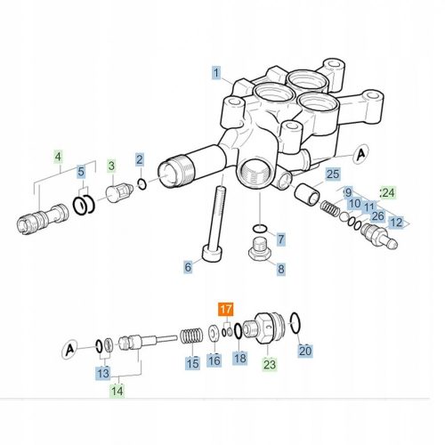 Kit de Reparație cu Garnitură O și Disc pentru Microîntrerupător și Ax Regulator de Presiune - Compatibil Karcher K7, HD 1000, 1050, 585, 645, 650, 690, 790, 855, 895