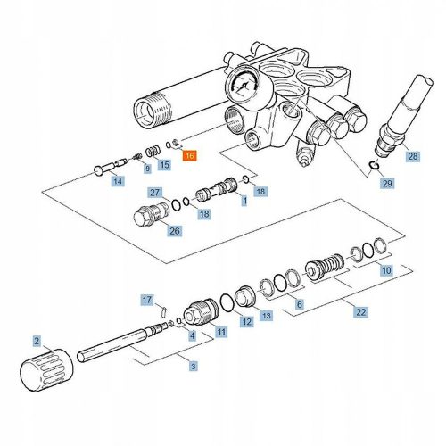 Kit de Reparație cu Garnitură O și Disc pentru Microîntrerupător și Ax Regulator de Presiune - Compatibil Karcher K7, HD 1000, 1050, 585, 645, 650, 690, 790, 855, 895