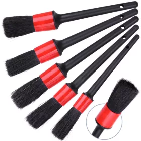   Set Detaliere Auto cu 5 Pensule, Kit de Curățare Detalii cu Peri Naturali, fără Componente Metalice