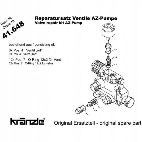 Set de Reparații Kranzle 41.648 cu 6 Supape și 12 Garnituri O - Compatibil cu Modelele Kranzle K 105, K 1120, K 1150 și Altele