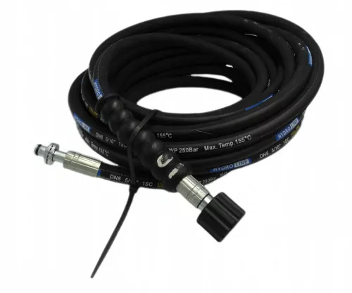 Furtun de Înaltă Presiune 10m, DN6, 250 bar – Cu Filet M22 și Conector cu Rulment de 11mm, Compatibil Karcher HD / HDS
