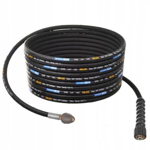 Furtun de Curățare Canalizare, 10 Metri, Diametru Nominal 6 mm, 150 BAR, cu Duza Turbo Rotativă, Compatibil Karcher HD HDS și Kranzle