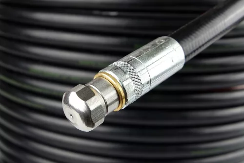 20 Metri Furtun de Curățare Canalizare Împletit din Nailon pentru Nilfisk și Stihl - 200 Bari, 60 °C, Conector Baionetă, 3+1 Duze