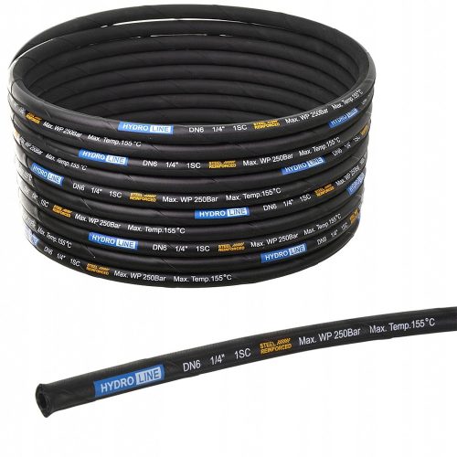 Furtun Hidraulic 1/4" HYDROLINE DN6 1SC 250BAR 155°C pentru Utilizare Profesională