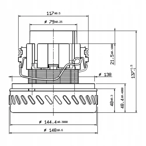 Eredeti Ametek porszívó motor 1200W (061200206) Karcher, Makita, Nilfisk gépekhez