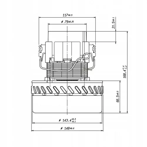 Turbină Originală AMETEK pentru Motor Karcher PUZZI, Makita 440, Bosch GAS 25 și 50 – 167 mm Înălțime