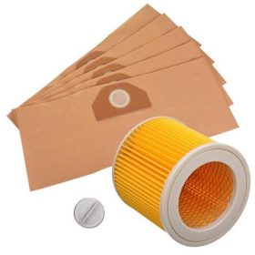   Set 5 Sacii de Hârtie și 1 Filtru pentru Aspiratoare Karcher MV3, WD3, 200, SE4001, SE4002, WD 3.200