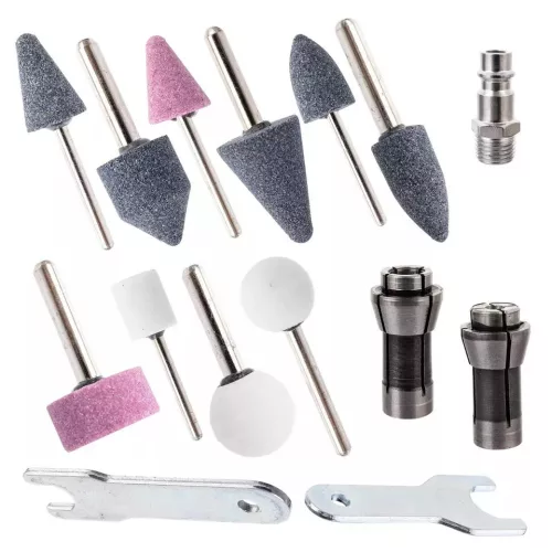 Set de șlefuitor pneumatic cu tijă dreaptă în valiză cu mandrină de 3 și 6 mm Technic AT-7032BK