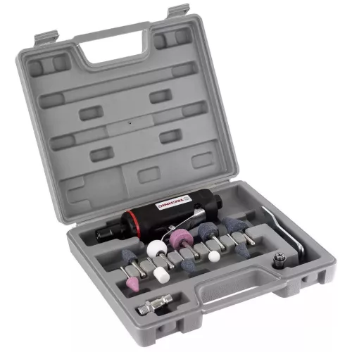 Set de șlefuitor pneumatic cu tijă dreaptă în valiză cu mandrină de 3 și 6 mm Technic AT-7032BK