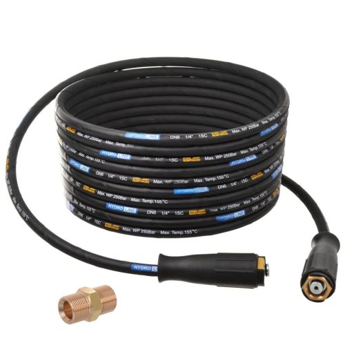Furtun de Înaltă Presiune Premium, Rezistent la Căldură, 25m - Conectori M22-M22 și Adaptor M22 pentru Karcher și Kranzle