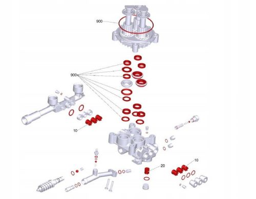Kit de Reparații pentru Capul de Pompare KARCHER pentru Spălătoare cu Presiune (2.883-902.0) HD 10/21, 10/23, 10/25 (S, S PLUS, 4S, 4S PLUS, 4SX, 4 Cage) pentru Piston de 20 mm