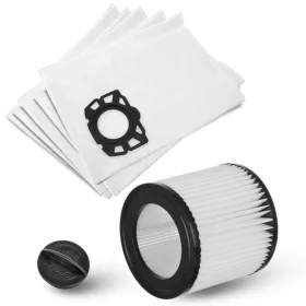   Set 5 Sacii de praf sintetici și filtru lavabil pentru aspiratoare Karcher WD2 PLUS, WD3, SE 4001, SE 4002 - Coduri înlocuitoare: 2.863-314.0 / 6.414-552.0 / 6.959-130.0