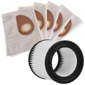   Pachet Saci și Filtru Lavabil pentru Aspiratoare Nilfisk Buddy II 12/18 - 5 Pungi + 1 Filtru