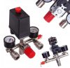 Comutator de Presiune cu Reductor pentru Compresor, 230V, Compatibil cu Model PL-230, Diametru de Montare 1/2", Funcționare Automată 6-8 bar, Ajustabil până la 12 bar, Supapă de Siguranță 8,5 bar