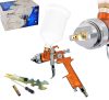 Pistol de Pulverizare Auarita H-827 HVLP Auriu 2.5 mm, Furtun 1/4", Capacitate 600 ml, Material Metalic