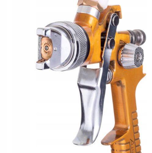 Pistol de Pulverizare Auarita H-827 HVLP Auriu 2.5 mm, Furtun 1/4", Capacitate 600 ml, Material Metalic