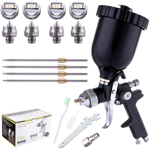 Set Pistol de Pulverizare cu 4 Duze HVLP 1.4, 1.7, 2.0, 2.5 mm TC Technic Negru H-827PK