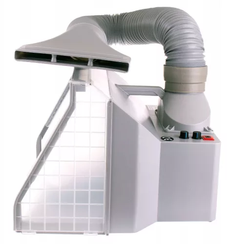 Cabină de Pictură Portabilă cu Iluminare LED și Ventilator Reglabil HS-E550BLK, Platformă Rotativă 19 cm, Alimentare 12V, 2340 Lumeni