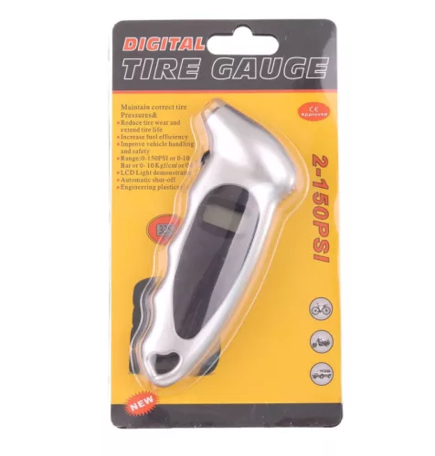 DTG202 - Manometru Digital pentru Anvelope, cu Afișaj LCD și Iluminare cu LED, Interval 0-150 PSI