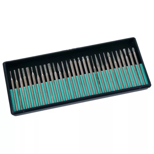 Set de Freze cu Diamant, 30 Piese, Tija de 3mm, pentru Mașini de Șlefuit TC Technic JC1906