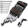 Set de Chei Inelare și Deschise cu Rachetă, 7 Bucăți, 8-19 mm, Oțel Crom-Vanadiu, TC Technic E1612