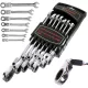 Set de Chei Inelare și Deschise cu Rachetă, 7 Bucăți, 8-19 mm, Oțel Crom-Vanadiu, TC Technic E1612