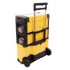 Carucior Funcțional pentru Unelte, Segmentabil în 3 Compartimente, din Metal și Plastic, cu Mânere Pliabile și Roți de Transport