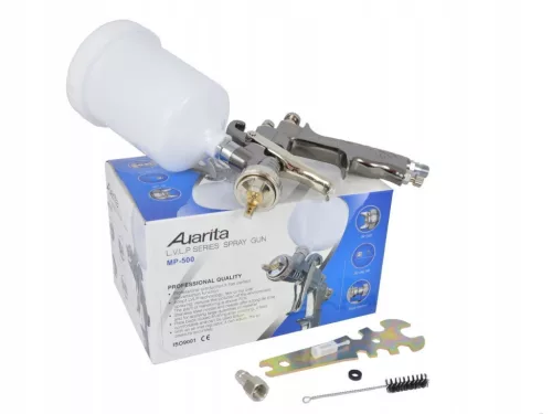 Pistol de vopsit AUARITA MP-500 cu duză de 1,2 mm, pulverizare cu volum redus și presiune joasă, din oțel inoxidabil, pentru lacuri și vopsele pe bază de apă