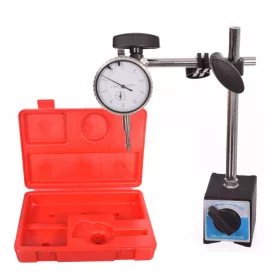   Suport Magnetic cu Indicator de Cadran și Stand, în Valiză de Plastic, TC Technic SK1938S, 0-10mm, Precizie 0,01mm, Diametru Cadran 58mm