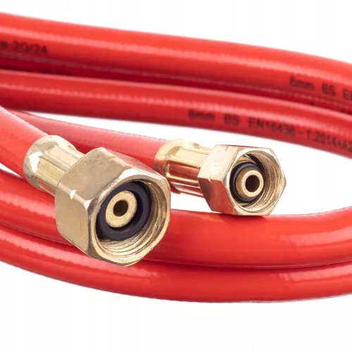 Furtun de Gaz 5m pentru Butelie Mare 11 kg - Compatibil cu Propan și Butan, Presiune Maximă 10 bar, Filet Intern 3/8 "L și W21.8x1/4 "LH