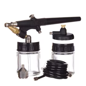   Aerograf Profesional TC Technic ABR-01 cu 2 Rezervoare, Furtun și Duza de 0,8 mm