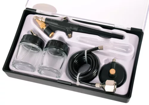 Aerograf Profesional TC Technic ABR-01 cu 2 Rezervoare, Furtun și Duza de 0,8 mm