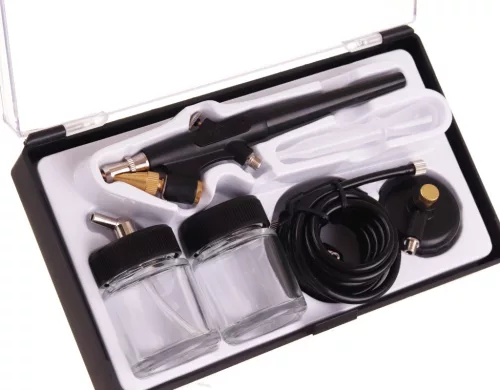 Aerograf Profesional TC Technic ABR-01 cu 2 Rezervoare, Furtun și Duza de 0,8 mm