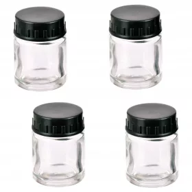   Set de 4 Recipiente din Sticlă BD-01 pentru Vopsea cu Aerograf, Capacitate 22cm<sup>3</sup>