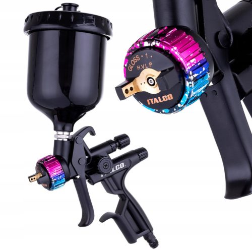 Pistol de Vopsit Profesional Volum Mare Presiune Mică ITALCO GLOSS M1, Duza 1.3 mm, Capacitate 600 ml