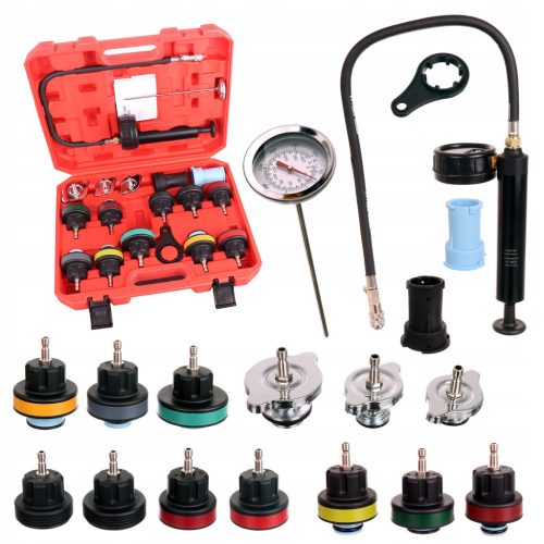 Kit de Testare pentru Scurgeri, Presiune și Temperatură în Sistemele de Răcire, cu Valiză din Plastic TC Technic