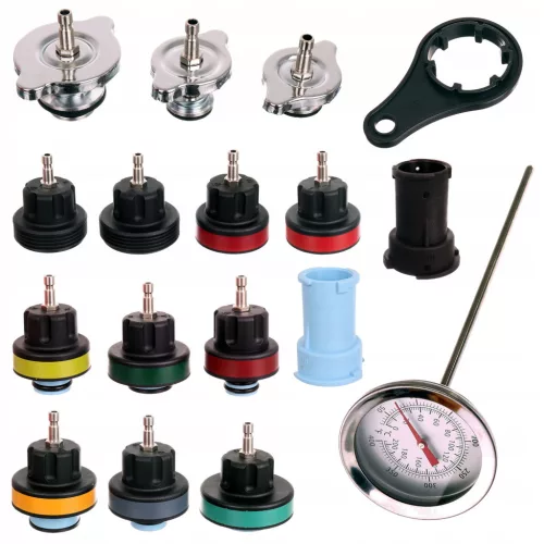 Kit de Testare pentru Scurgeri, Presiune și Temperatură în Sistemele de Răcire, cu Valiză din Plastic TC Technic