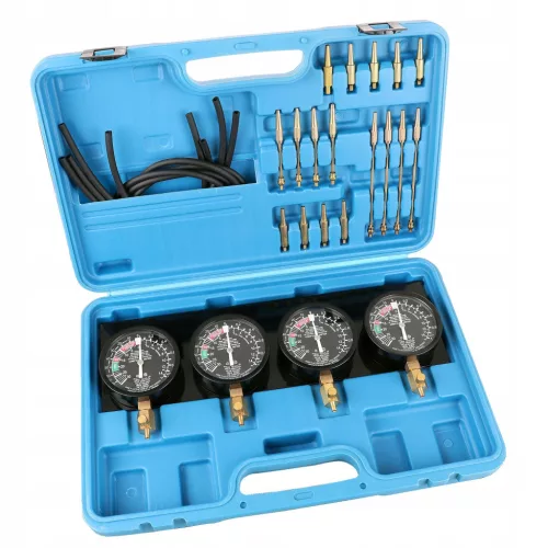 Set de Măsurare a Vidului pentru Sincronizarea Carburatorului TC Technic LT-A1770, cu 4 ceasuri de măsurare și accesorii complete