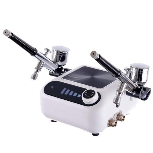 Set Aerograf Profesional TC Technic HS-A9K ALB cu Compresor, Două Pistoale de Vopsit și Furtunuri - Funcție de Oprire Automată și Reglare