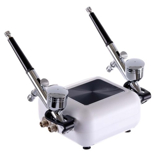 Set Aerograf Profesional TC Technic HS-A9K ALB cu Compresor, Două Pistoale de Vopsit și Furtunuri - Funcție de Oprire Automată și Reglare