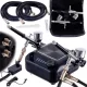 Set Aerograf Profesional TC Technic HS-A9KBLACK cu Compresor, Două Pistoale de Vopsit și Furtunuri - Funcție de Oprire Automată și Reglare