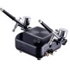 Set Aerograf Profesional TC Technic HS-A9KBLACK cu Compresor, Două Pistoale de Vopsit și Furtunuri - Funcție de Oprire Automată și Reglare