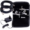 Set Aerograf Profesional TC Technic HS-A9KBLACK cu Compresor, Două Pistoale de Vopsit și Furtunuri - Funcție de Oprire Automată și Reglare