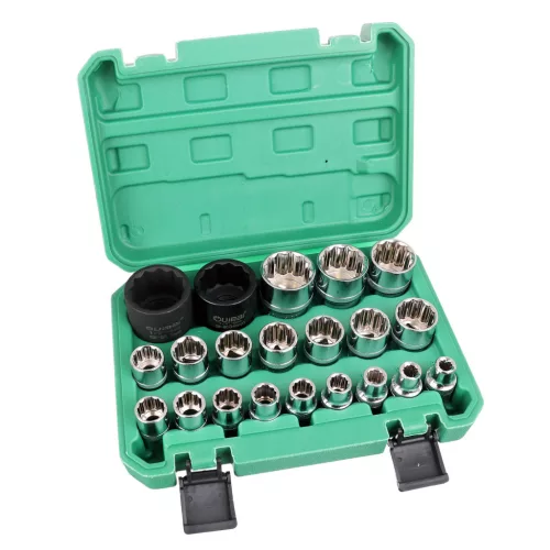 Set de capete pentru cheie tubulară în valiză de plastic, compatibil cu antrenori de 1/2", dimensiuni 8-36 mm, din oțel CrV, TC Technic