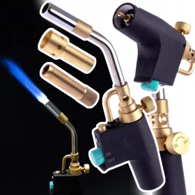   Arzător Gaz MAPP cu Aprindere Piezo pentru Lipire, 3 Duze, 2800°C, TC Technic 022CGA-SET