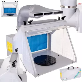   Cabină Portabilă de Pictură cu 4 Suporturi pentru Aerograf, Iluminare LED și Sistem de Ventilație
