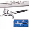 Mini Compresor Aerograf AS-207k cu Set Aerograf Fengda BD-130, 0,3 mm, cu Accesorii și Conexiune pentru Compresor