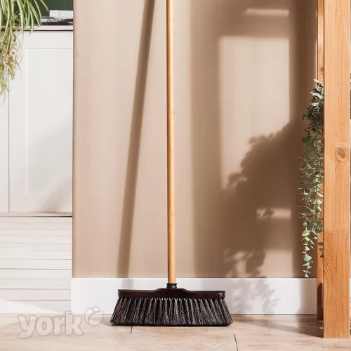 Perie de Măturat cu Bază din Lemn, Peri Naturali 28cm - LUX - YORK - CLEAN HOUSE
