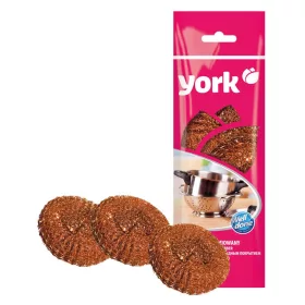   Bureți de Curățare cu Plasă și Acoperire din Cupru 80 x 80 mm - Set 3 Bucăți - YORK