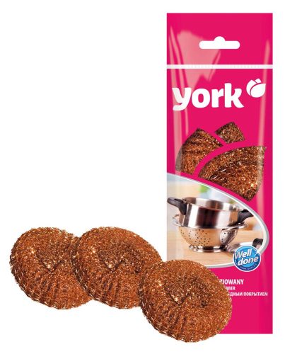 Bureți de Curățare cu Plasă și Acoperire din Cupru 80 x 80 mm - Set 3 Bucăți - YORK